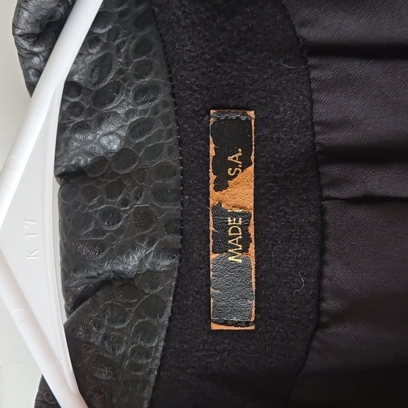 Vintage Havoc Wool and Faux Leather Blend Double Breasted Trench Coat - Picture 7 of 11